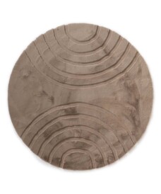 Round fluffy rug - Carvy taupe - overzicht, thumbnail