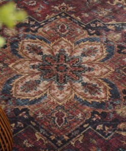 Outdoor rug vintage - Valenca Brio red - close up, thumbnail
