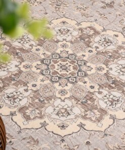 Vintage outdoor rug​ round - Valenca Nova beige/light grey - close up, thumbnail