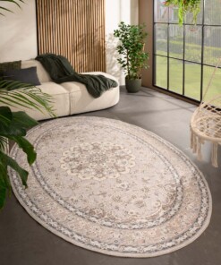 Oval outdoor rug vintage - Valenca Nova beige/light grey - sfeer