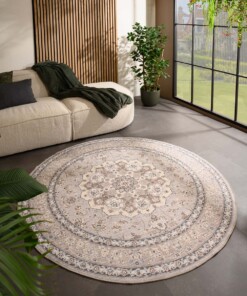 Vintage outdoor rug​ round - Valenca Nova beige/light grey - sfeer