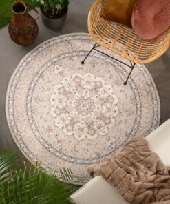 Vintage outdoor rug​ round - Valenca Nova beige/light grey - sfeer