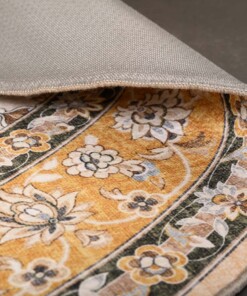 Oval outdoor rug vintage - Valenca Nova yellow - close up, thumbnail
