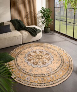 Vintage outdoor rug​ round - Valenca Nova yellow - sfeer, thumbnail
