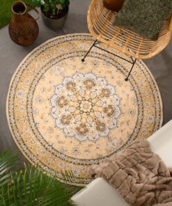 Vintage outdoor rug​ round - Valenca Nova yellow - sfeer, thumbnail