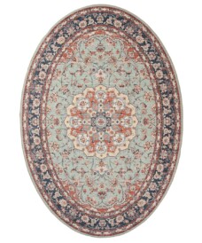 Oval outdoor rug vintage - Valenca Nova sage green/red - overzicht, thumbnail