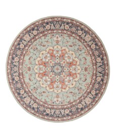 Vintage outdoor rug​ round - Valenca Nova sage green/red - overzicht, thumbnail