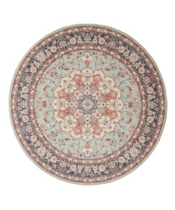 Vintage outdoor rug​ round - Valenca Nova sage green/red - overzicht