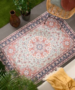 Outdoor rug vintage - Valenca Nova sage green/red - sfeer, thumbnail