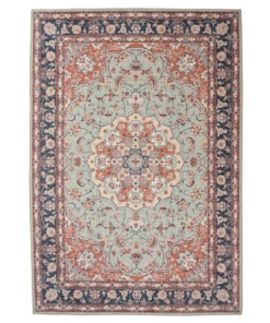 Outdoor rug vintage - Valenca Nova sage green/red - overzicht, thumbnail