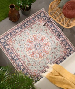 Square outdoor rug vintage - Valenca Nova sage green/red - sfeer, thumbnail