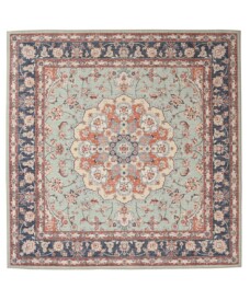 Square outdoor rug vintage - Valenca Nova sage green/red - overzicht, thumbnail