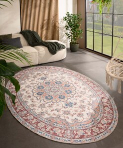 Oval outdoor rug vintage - Valenca Nova cream/red - sfeer