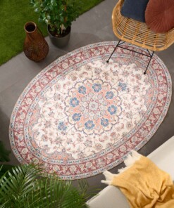 Oval outdoor rug vintage - Valenca Nova cream/red - sfeer