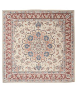 Square outdoor rug vintage - Valenca Nova cream/red - overzicht, thumbnail