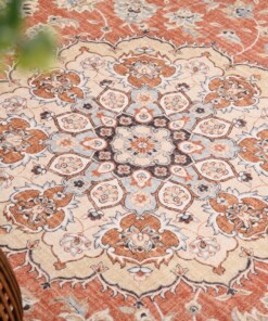 Outdoor rug vintage - Valenca Nova terracotta - close up, thumbnail