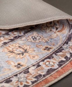 Oval outdoor rug vintage - Valenca Nova terracotta - close up, thumbnail