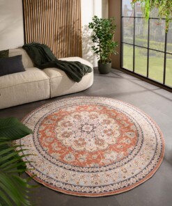 Vintage outdoor rug​ round - Valenca Nova terracotta - sfeer