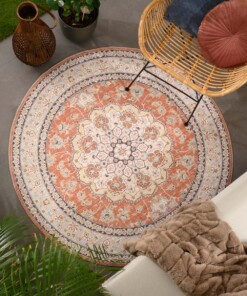 Vintage outdoor rug​ round - Valenca Nova terracotta - sfeer