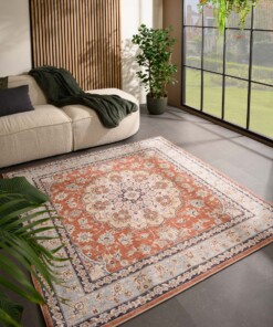Square outdoor rug vintage - Valenca Nova terracotta - sfeer