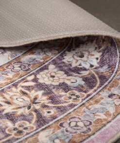 Oval outdoor rug vintage - Valenca Nova purple/pink - close up, thumbnail