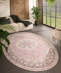 Oval outdoor rug vintage - Valenca Nova purple/pink - sfeer