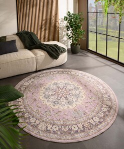 Vintage outdoor rug​ round - Valenca Nova purple/pink - sfeer