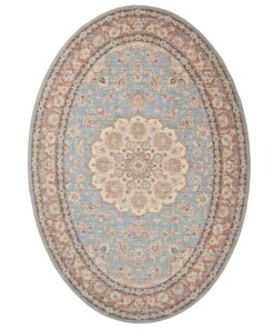 Oval outdoor rug vintage - Valenca Nova light blue/beige - overzicht