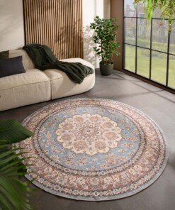 Vintage outdoor rug​ round - Valenca Nova light blue/beige - sfeer