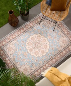 Outdoor rug vintage - Valenca Nova light blue/beige - sfeer