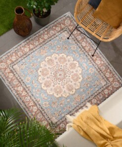 Square outdoor rug vintage - Valenca Nova light blue/beige - sfeer, thumbnail