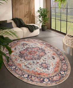 Oval outdoor rug vintage - Valenca Fino green/blue - sfeer, thumbnail