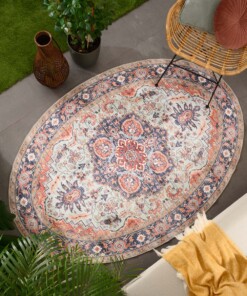 Oval outdoor rug vintage - Valenca Fino green/blue - sfeer, thumbnail