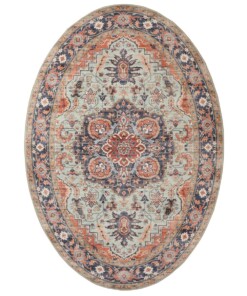 Oval outdoor rug vintage - Valenca Fino green/blue - overzicht, thumbnail