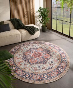 Vintage outdoor rug​ round - Valenca Fino green/blue - sfeer
