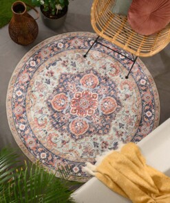 Vintage outdoor rug​ round - Valenca Fino green/blue - sfeer