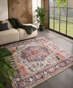 Square outdoor rug vintage - Valenca Fino green/blue - sfeer, thumbnail