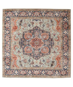 Square outdoor rug vintage - Valenca Fino green/blue - overzicht, thumbnail