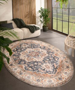 Oval outdoor rug vintage - Valenca Fino gold/blue - sfeer
