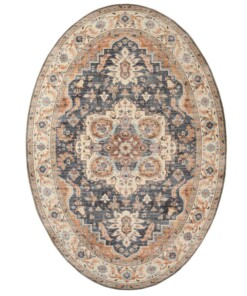 Oval outdoor rug vintage - Valenca Fino gold/blue - overzicht