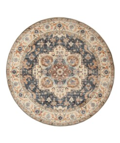 Vintage outdoor rug​ round - Valenca Fino gold/blue - overzicht