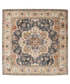 Square outdoor rug vintage - Valenca Fino gold/blue - overzicht, thumbnail