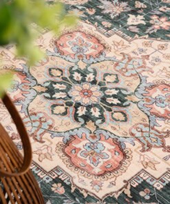 Vintage outdoor rug​ round - Valenca Fino green/red
