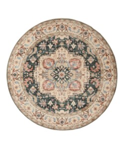 Vintage outdoor rug​ round - Valenca Fino green/red - overzicht