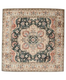 Square outdoor rug vintage - Valenca Fino green/red - overzicht, thumbnail