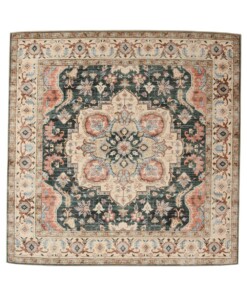 Square outdoor rug vintage - Valenca Fino green/red - overzicht, thumbnail