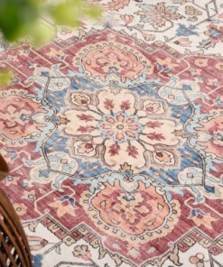 Oval outdoor rug vintage - Valenca Fino cream/red