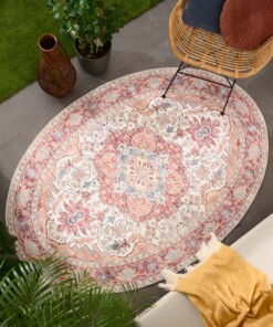 Oval outdoor rug vintage - Valenca Fino cream/red - sfeer