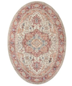 Oval outdoor rug vintage - Valenca Fino cream/red - overzicht