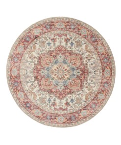 Vintage outdoor rug​ round - Valenca Fino cream/red - overzicht